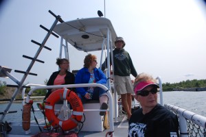 Captain Mike transports us from the boat dock to the island. Photo by Grace Grogan
