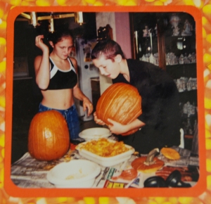 Caroline and Patrick carving pumpkins.  Photo by Grace Grogan