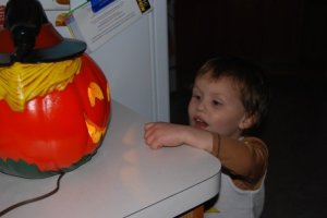 Austin and ceramic pumpkin 2009.  Photo by Grace Grogan
