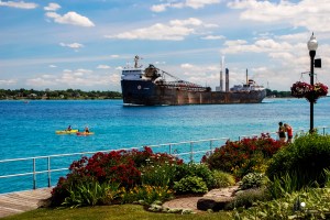 Palmer Park boardwalk and St. Clair River, St. Clair Michigan.  Photo by Grace Grogan.