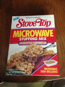 Stove Top Stuffing Mix with Microwave Dish.  How old could this be?