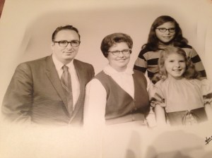 My parents with my sister and I.  I'm the older daughter in the back.
