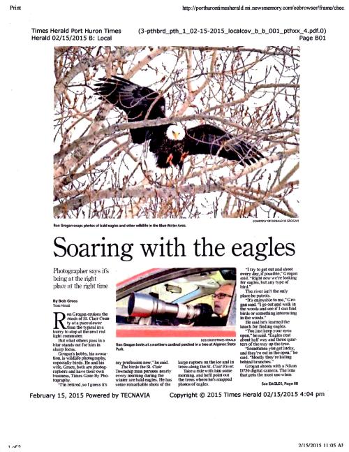 Ron Grogan featured in article on Eagle Photography