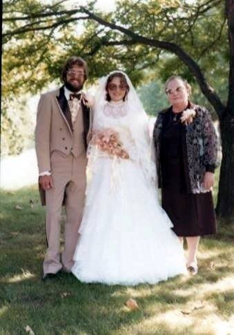 Grandma with Ron and me on our wedding day